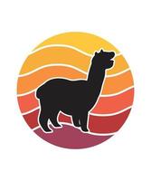 alpaca retro zonsondergang ontwerpsjabloon vector