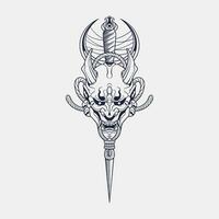 demon dolk halve maan maan tatoeëren ontwerp, demon logo sjabloon vector