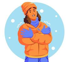 illustratie van een vrouw vervelend winter kleren poseren met armen gekruiste vector