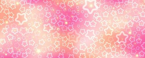 roze lucht met sterren en bokeh. kawaii fantasie achtergrond. magie schitteren ruimte met iriserend textuur. abstract vector behang