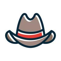 cowboy hoed vector dik lijn gevulde donker kleuren