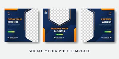 business sport bureau social media post ontwerpsjabloon. vectorillustratie moderne banner met ruimtefoto vector