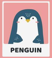 schattig pinguïn. dier portretten. leerzaam kaarten voor kinderen. gemakkelijk vector illustraties.