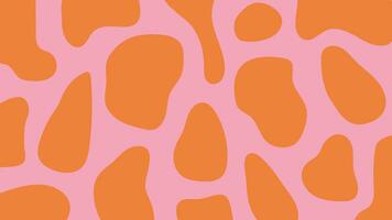 retro groovy abstract achtergrond. kleurrijk hedendaags kunst collage met abstract oranje kleuren vormen Aan roze achtergrond. vector modieus patroon met hand- getrokken blobs of Scandinavisch besnoeiing uit elementen