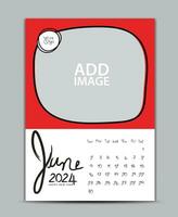 kalender 2024 jaar ontwerp - juni 2024, muur kalender 2024 jaar, belettering kalender, bureau kalender sjabloon, week begint Aan zondag, afdrukken, advertentie, groen achtergrond, vector