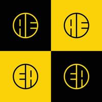 gemakkelijk ae en ea brief cirkel logo set, geschikt voor bedrijf met ea of ae voorletter. vector