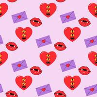 naadloos patroon, Valentijnsdag dag, brief, hart, bericht vector