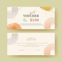 geschenk bon. coupon sjabloon met waterverf ontwerp vector