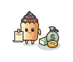 karakter cartoon van cupcake als accountant vector