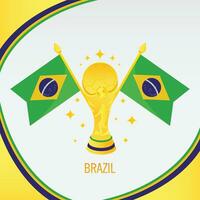 goud Amerikaans voetbal trofee kop en Brazilië vlag vector