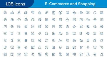 groot reeks van boodschappen doen pictogrammen. e-commerce icoon verzameling. online boodschappen doen dun lijn pictogrammen vector