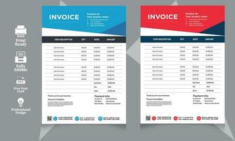 bedrijf factuur het formulier sjabloon. facturering citaten, geld rekeningen of prijs facturen en betaling overeenkomst ontwerp Sjablonen. belasting het formulier, Bill grafisch of betaling bon bladzijde vector reeks