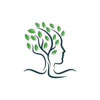 Mens hoofd boom logo ontwerp vector