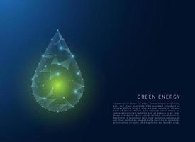 groen energieconcept. veelhoekige draadframe illustratie. vector