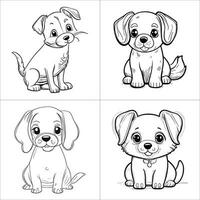 schattig hond kleur bladzijde voor kinderen.schattig puppy hond vector ontwerp