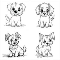 schattig hond kleur bladzijde voor kinderen.schattig puppy hond vector ontwerp