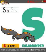 brief s werkblad met tekenfilm salamander dier karakter vector
