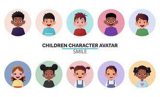 kinderen profiel afbeelding avatar met jongens en meisjes van verschillend etniciteit, gebruiker afbeelding vector illustratie