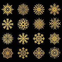 reeks van winter gouden sneeuwvlokken vector vormen