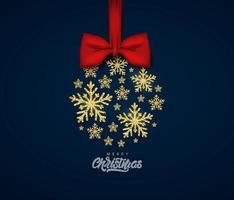gouden glittertextuur sneeuwvlok op vrolijke kerstbanner vector