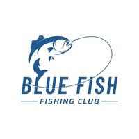 visvangst club logo ontwerp met creatief visser en jumping vis. vector