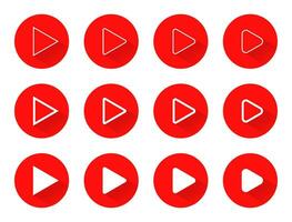 Speel knop vector in vlak stijl. streaming video symbool in verschillend variaties