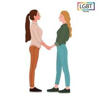 lgbt-familie twee meisjes houden elkaars handen vast - vector