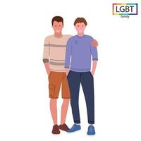 lgbt-familie twee mannen vriendelijk knuffelen - vector