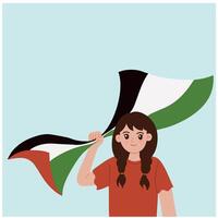 portret jong meisje staan met Palestina illustratie vector