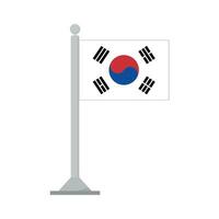 vlag van zuiden Korea Aan vlaggenmast geïsoleerd vector