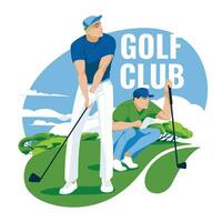golfers Aan de groente. sport- wedstrijden, hobby's en studies. vector vlak illustratie