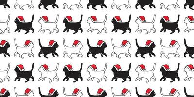 kat naadloos patroon Kerstmis vector de kerstman claus hoed katje wandelen tekenfilm sjaal geïsoleerd herhaling behang tegel achtergrond illustratie tekening wit ontwerp