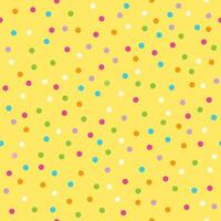 geel viering confetti naadloos patroon met kleurrijk dots vector