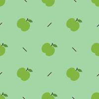 naadloos patroon met groene appel op een groene achtergrond vector