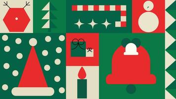 vrolijk Kerstmis en gelukkig nieuw jaar patroon achtergrond vector. decoratief elementen van boom, klok, hoed, snoep, rendier. ontwerp voor banier, kaart, omslag, poster, reclame.wallpaper, verpakking. vector