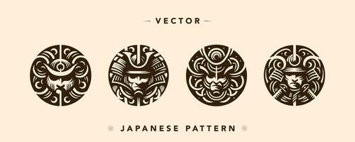 vector samurai icoon reeks met Japans patronen