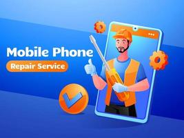 mobiele telefoon reparatie service illustratie vector