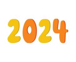 gelukkig nieuw jaar 2024 abstract oranje en geel grafisch ontwerp vector logo symbool illustratie