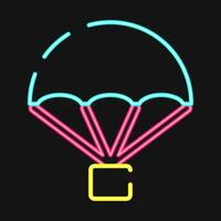 icoon parachute. leger elementen. pictogrammen in neon stijl. mooi zo voor afdrukken, affiches, logo, infografieken, enz. vector