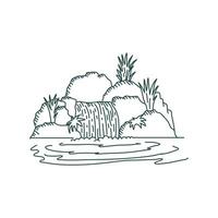 hipster vis vijver met waterval tuin en steen illustratie vector
