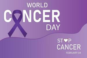 wereld kanker dag illustratie. hou op kanker. banier Aan een Purper achtergrond. wereld kanker dag, februari 4e, vector ontwerp.