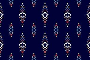 indigo marine blauw meetkundig traditioneel etnisch patroon ikat naadloos patroon grens abstract ontwerp voor kleding stof afdrukken kleding jurk tapijt gordijnen en sarong aztec Afrikaanse Indisch Indonesisch vector