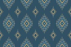 indigo marine blauw meetkundig traditioneel etnisch patroon ikat naadloos patroon grens abstract ontwerp voor kleding stof afdrukken kleding jurk tapijt gordijnen en sarong aztec Afrikaanse Indisch Indonesisch vector