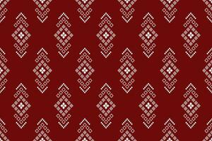 rood traditioneel etnisch patroon paisley bloem ikat achtergrond abstract aztec Afrikaanse Indonesisch Indisch naadloos patroon voor kleding stof afdrukken kleding jurk tapijt gordijnen en sarong vector