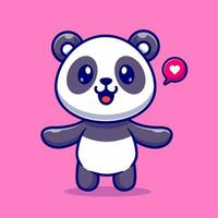 schattig panda tekenfilm vector icoon illustratie. dier natuur icoon concept geïsoleerd premie vector. vlak tekenfilm stijl