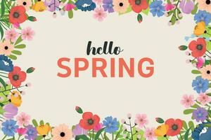 voorjaar abstract achtergrond, banier, poster met voorjaar bloemen en bladeren. voorjaar bladeren. modern modieus kleurrijk ontwerp. sjabloon voor reclame, web, sociaal media. vector