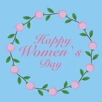 gelukkig vrouwen dag. voorjaar vakantie ontwerp sjabloon met roze bloemen voor vakantie kaart, uitnodiging, sociaal media na, banier, omslag, poster. hand- getrokken vector sjabloon