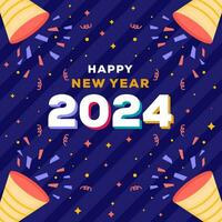 vlak ontwerp gelukkig nieuw jaar 2024 illustratie vector