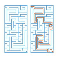 abstract rechthoekig geïsoleerd labyrint. blauwe kleur op een witte achtergrond. een interessant spel voor kinderen en volwassenen. eenvoudige platte vectorillustratie. met het antwoord. vector