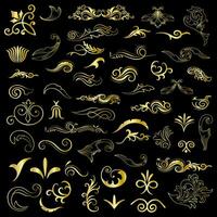 gouden wijnoogst bloemen elementen kunst deco stijl decoratie. vector grafisch elementen voor ontwerp vector elementen. kolken elementen decoratief illustratie.